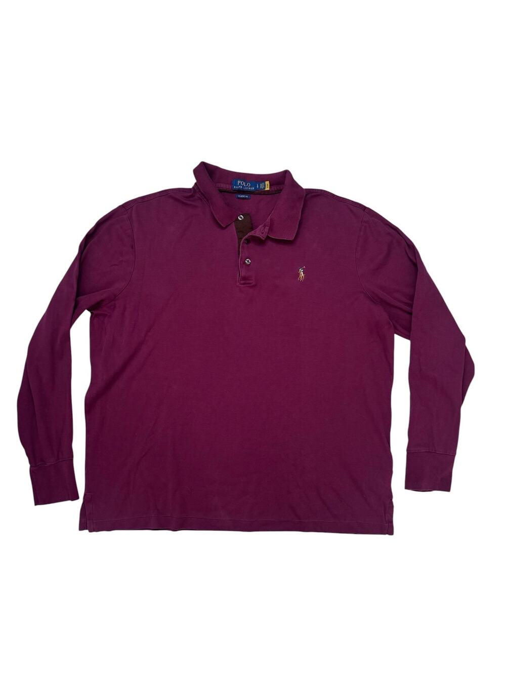POLO RALPH LAUREN Classic Fit Red Long Sleeve Polo Shirt Mens Large Pony Logo